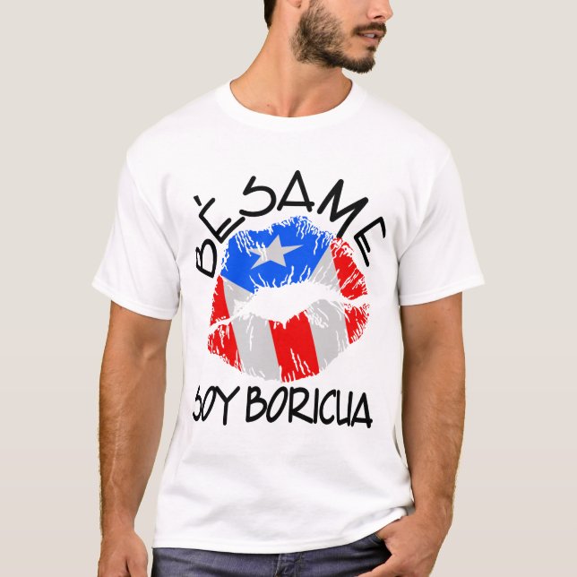 Besame Soy Boricua kysser mig I-förmiddagen Puerto T-shirt (Framsida)
