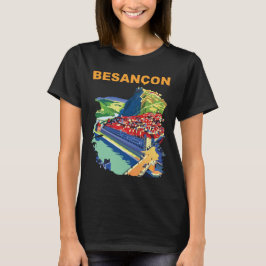 Besancon Frankrike Cityscape Retro Resa T-Shirt