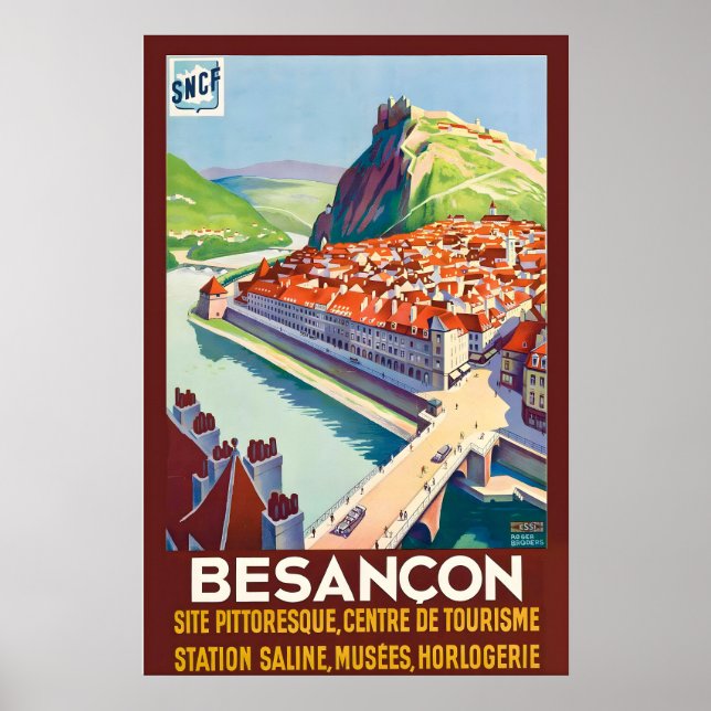 Besançon Frankrike Vintage Resa Affisch (Framsidan)
