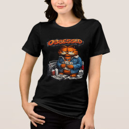 Besatt Cat Street Style Grafisk T-Shirt