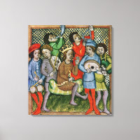 Besättad figur omringad av musiker