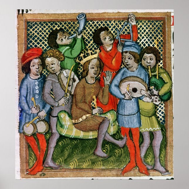 Besättad figur omringad av musiker poster (Framsidan)