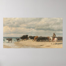 Besättning av nötkreatur vid havet (av Eugène Burn