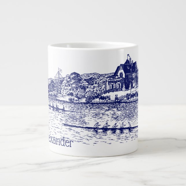 Besättningsmaskiner Tävling med Boathouse Blue Jumbo Mugg (Framsidan)