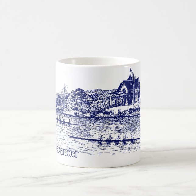 Besättningsmaskiner Tävling med Boathouse Blue Kaffemugg (Center)