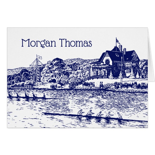 Besättningsmaskiner Tävling med Boathouse Blue OBS Kort (Framsidan Horizontal)