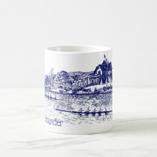 Besättningsroddare tävlar med Boathouse Blue Kaffemugg