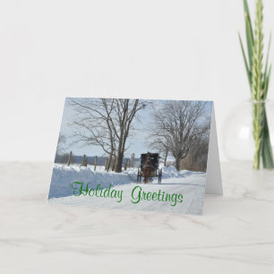 Besegra en snöig landlane på jul helgkort