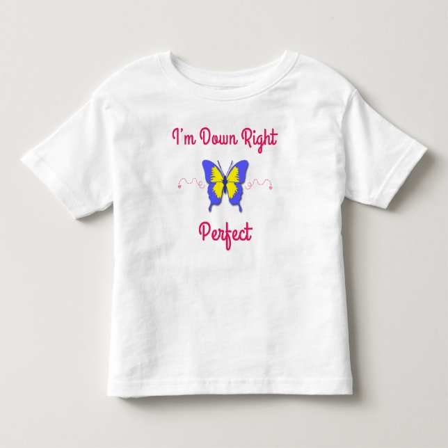 Besegra högerperfekten, den Down Syndrome fjärilen Tee Shirt (Framsida)