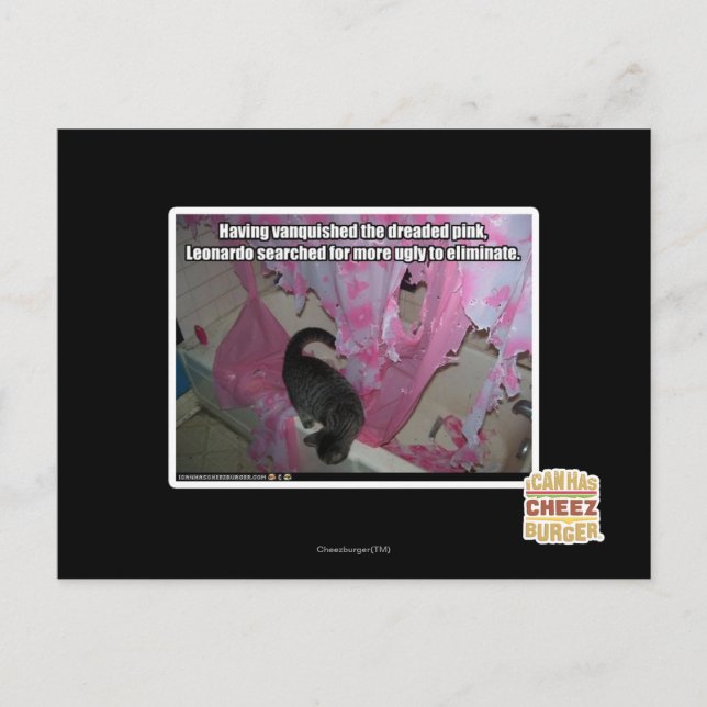 Besegrade den fruktade rosa vykort (Framsida)