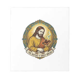 Besegrade Jesus Rökande Bränd Toast Frukost Kök Anteckningsblock