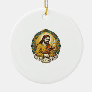 Besegrade Jesus Rökande Bränd Toast Frukost Kök Julgransprydnad Keramik