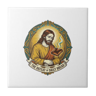 Besegrade Jesus Rökande Bränd Toast Frukost Kök Kakelplatta