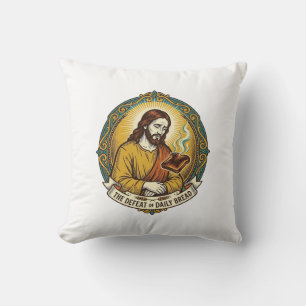 Besegrade Jesus Rökande Bränd Toast Frukost Kök Kudde