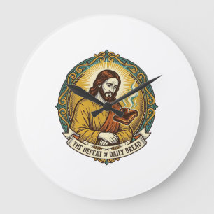 Besegrade Jesus Rökande Bränt Toast Frukost Kök Stor Klocka
