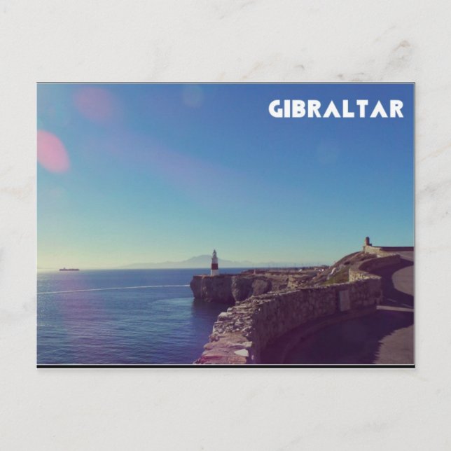 Beskåda av afrika från den Gibraltar fyren Vykort (Framsida)
