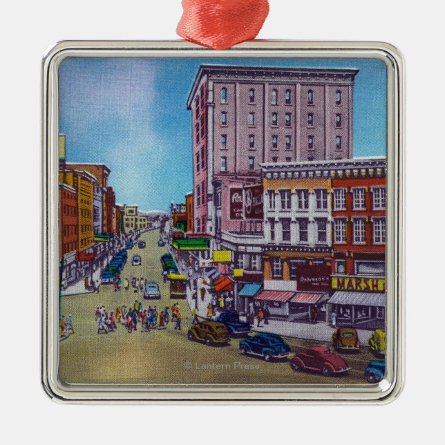 Beskåda av allmänheten kvadrerar julgransprydnad metall (Framsidan)