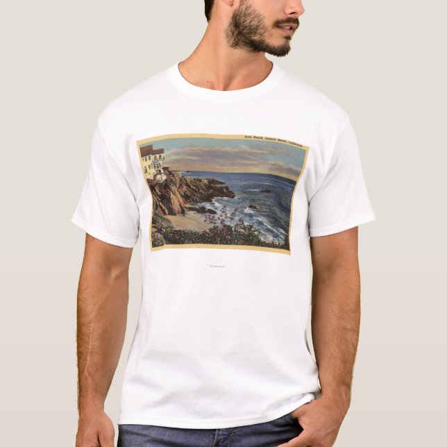 Beskåda av ärke- strand med blommor tee (Framsida)