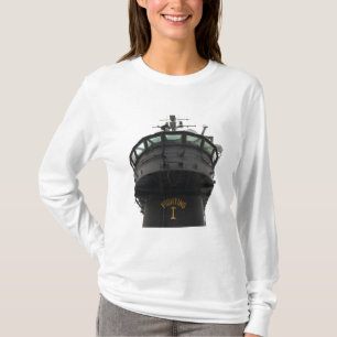 Beskåda av bekläda delar upp av superstructuren t shirt