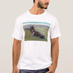Beskåda av bönder som skördar med den enorma tee shirt