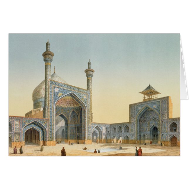 Beskåda av borggården av Mesdjid-i-Schahen, Isfah Hälsningskort (Framsidan Horizontal)
