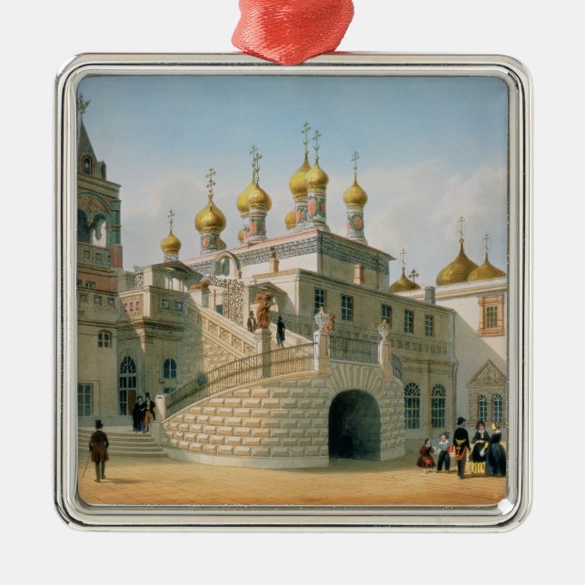 Beskåda av Boyarslotten i Moscowen Kremlin Julgransprydnad Metall (Framsidan)