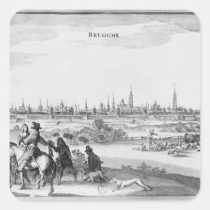 Beskåda av Bruges Fyrkantigt Klistermärke