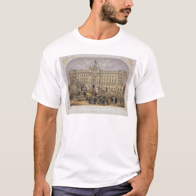 Beskåda av Buckingham Palace med en folkmassa Tee (Framsida)