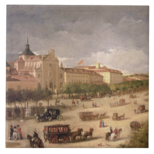 Beskåda av Callen de Alcala, Madrid (olja på Kakelplatta