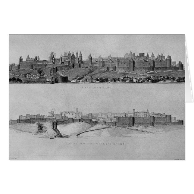 Beskåda av Carcassonne från den västra sidan Hälsningskort (Framsidan Horizontal)