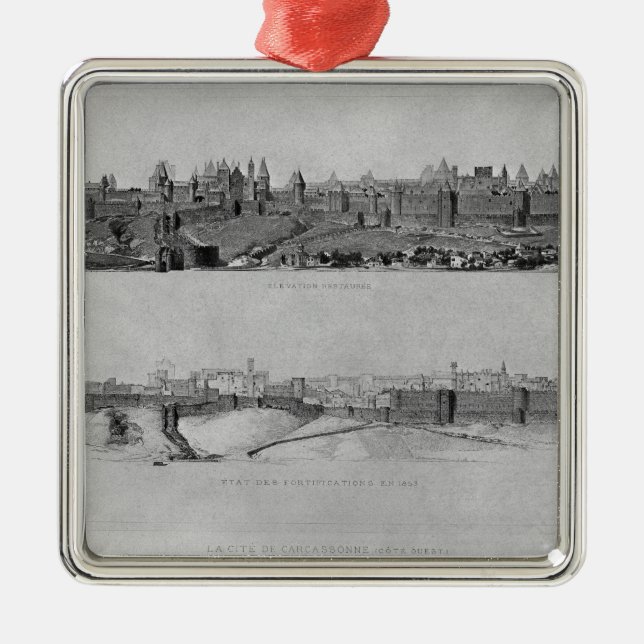 Beskåda av Carcassonne från den västra sidan Julgransprydnad Metall (Framsidan)