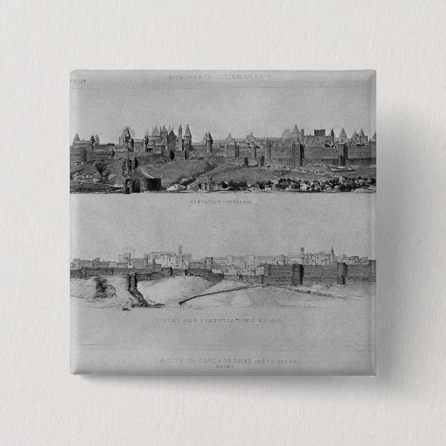 Beskåda av Carcassonne från den västra sidan Knapp (Framsida)