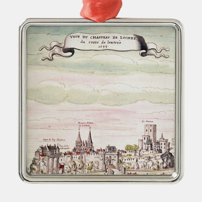 Beskåda av chateauen de Loches, 1699 Julgransprydnad Metall (Framsidan)