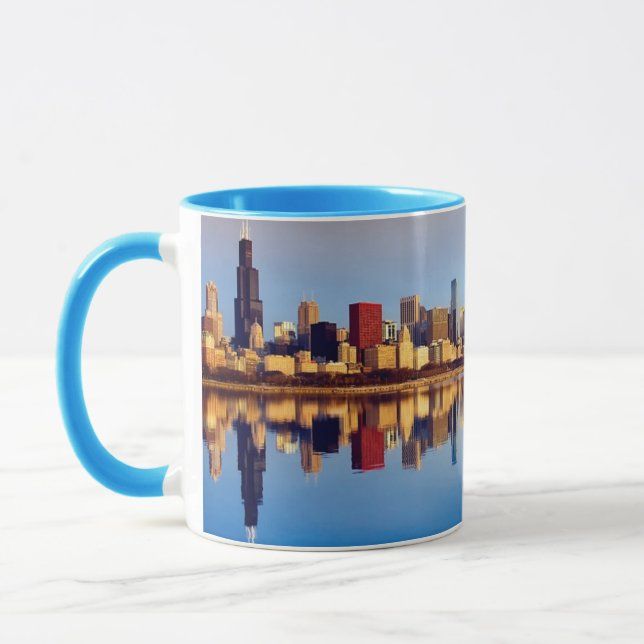 Beskåda av Chicago horisont med reflexion Mugg (Vänster)