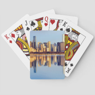 Beskåda av Chicago horisont med reflexion Spel Kort