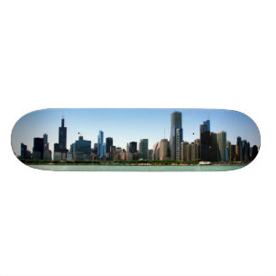 Beskåda av Chicago horisont vid Lake Michigan Mini Skateboard Bräda 18,7 Cm