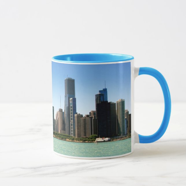 Beskåda av Chicago horisont vid Lake Michigan Mugg (Höger)