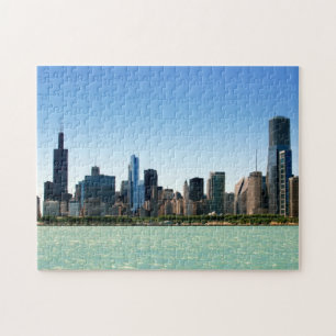 Beskåda av Chicago horisont vid Lake Michigan Pussel
