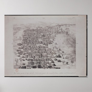 Beskåda av delen av townen av Timbuktu från en Poster