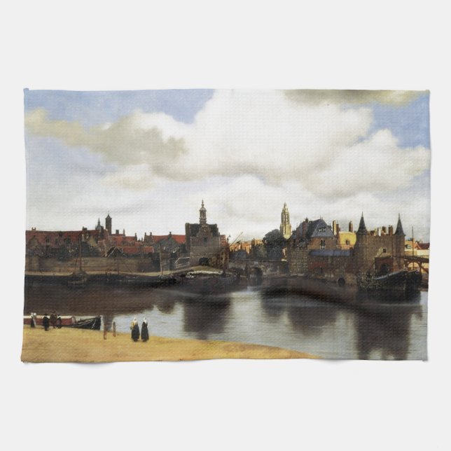 Beskåda av Delft av Johannes Vermeer Kökshandduk (Horisontell)