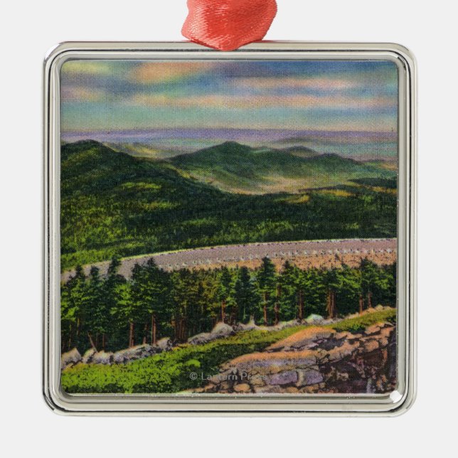 Beskåda av den 2nd hårnålen vänder på minnes- Hwy Julgransprydnad Metall (Framsidan)