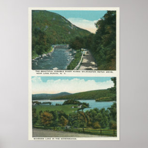 Beskåda av den Ausable floden och Schroon sjön Poster