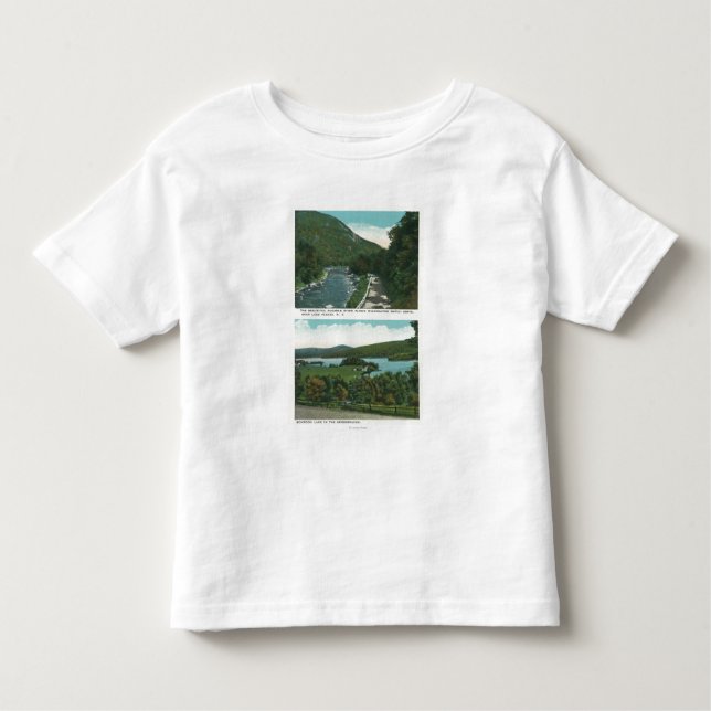 Beskåda av den Ausable floden och Schroon sjön Tee Shirt (Framsida)