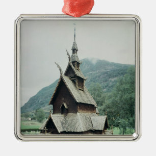 Beskåda av den Borgund notsystemkyrkan, c.1150 Julgransprydnad Metall