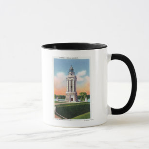 Beskåda av den Champlain minnesmärkemonumentet Mugg