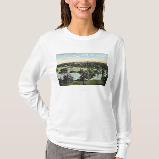 Beskåda av den gröna backen parkerar tee shirt (Framsida)