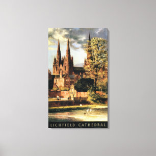 Beskåda av den Lichfield domkyrkan Canvastryck