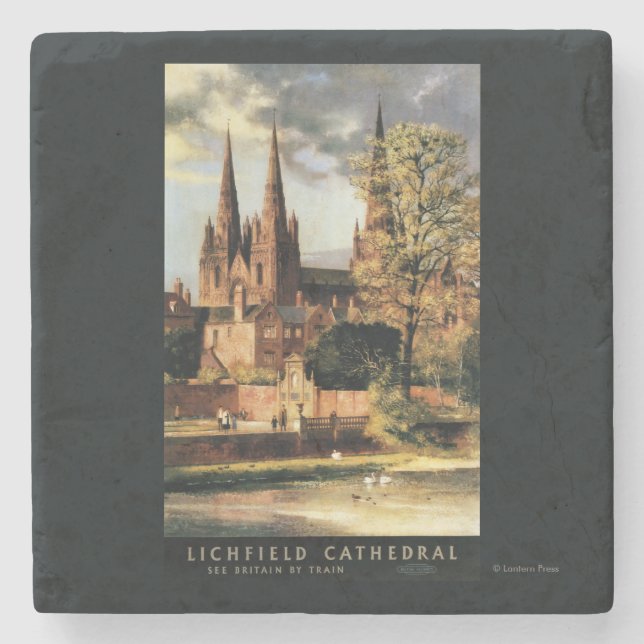 Beskåda av den Lichfield domkyrkan Underlägg Sten (Framsidan)
