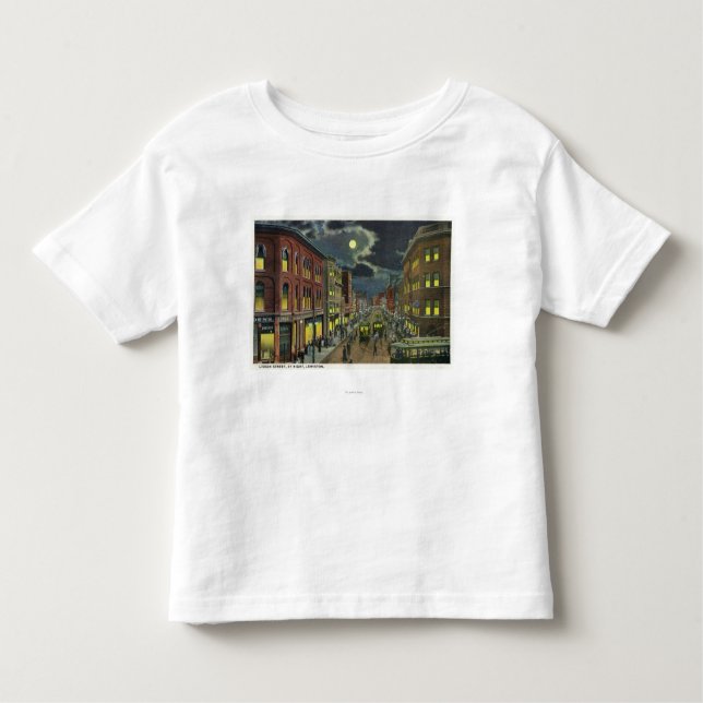 Beskåda av den Lisbon gatan på natten Tee Shirt (Framsida)