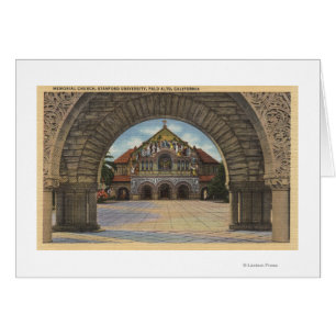 Beskåda av den minnes- kyrkan, Stanford U. Hälsningskort